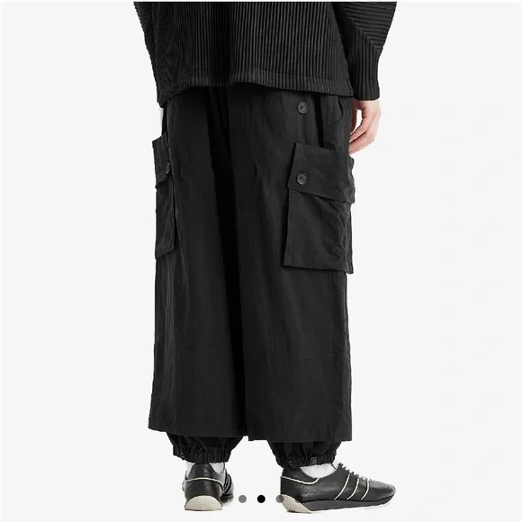 Y-3 black twill cargo pants